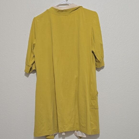 Miu Miu Yellow Button Down Shirt with 3/4 Sleeve and Mandarin Collar L - Picture 3 of 9